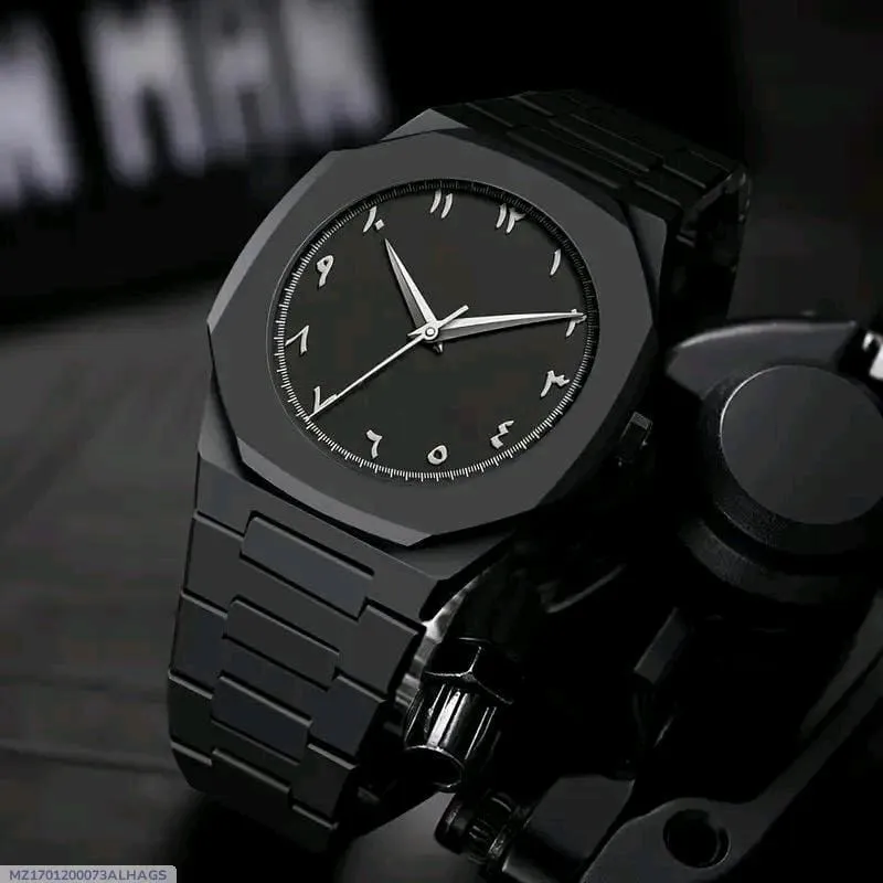 *Product Name*: Black Stainless Steel Men's Watch with White Numerals
*Product Description*: This sleek black watch is crafted for the modern Pakistani man who values both style and substance. Its durable stainless steel construction ensures it withstands