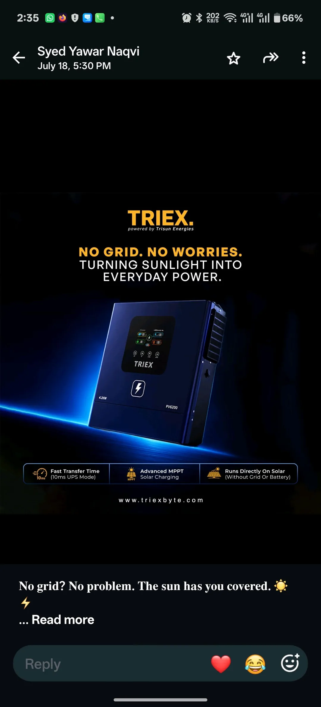 Triex Inverter 4.2KW IP-21 (PV-6200)