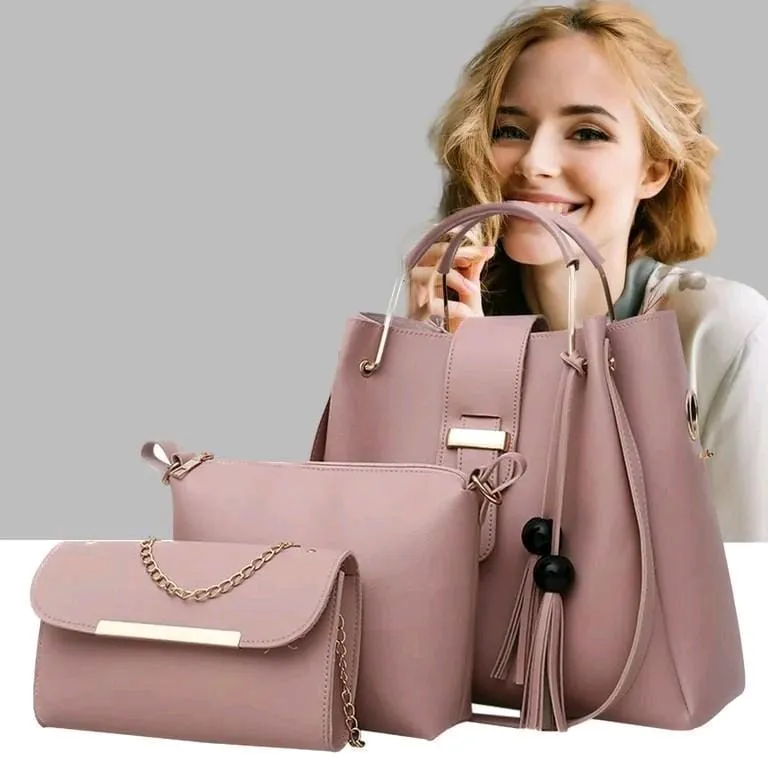 *Product Name*: Chic Pink 3-Piece PU Leather Handbag Set for Women

*Product Details*:Material: PU Leather
Pattern: Plain
Number Of Pieces: 3 Pcs
Product Feature: Top Handle
Gender: Women's
Color: Pink
Package Includes: 1 x Hand Bag Set
Product Code: MZ14