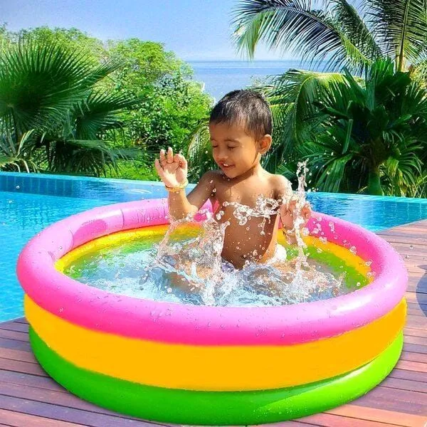 *Product Name*: Rainbow Inflatable Pool for Kids Balcony Play
*Product Description*: Give your little one the ultimate summer fun with this vibrant, rainbow-colored inflatable swimming pool. Perfect for Pakistan’s hot weather, it’s designed to keep kids c