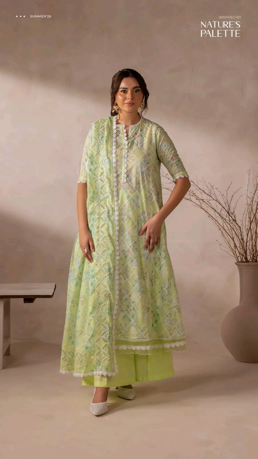 FLORE 3-Piece Unstitched Embroidered Lawn Suit
