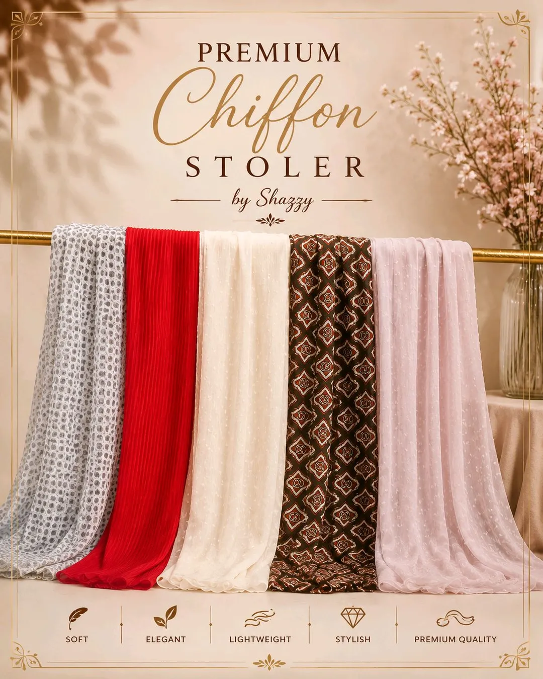 Premium Chiffon Stoler | Soft, Lightweight & Elegant | By Shazzy
