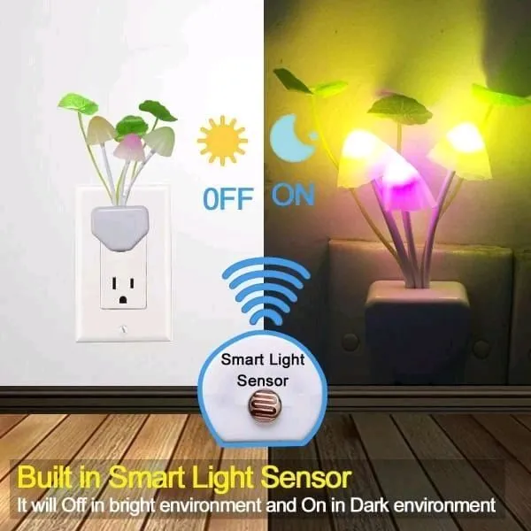 *Product Name*: LED Night Light with Mushroom Design for Kids Room
*Product Details*:Material: Plastic
Leaf Material: Plastic
Mushroom Material: Soft Silicone
Input Voltage: AC110 – AC220V
Plug type: US Plug
Sensor Type: Light Sensor
Light Source: LED
Lig