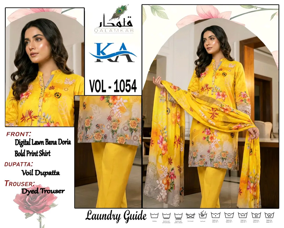 Premium 3-Piece Digital Lawn Suit with Voil Dupatta