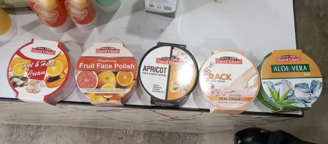 Saeed Ghani Skincare Collection – Foot & Hand Cream, Face Polish, Apricot Scrub, Foot Care Cream & Aloe Vera Gel