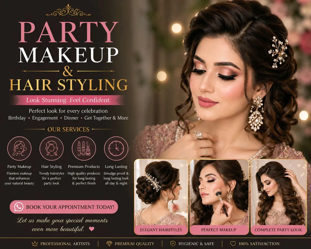 Professional Party Makeup & Hair Styling – Look Stunning for Every Occasion ✨💖
