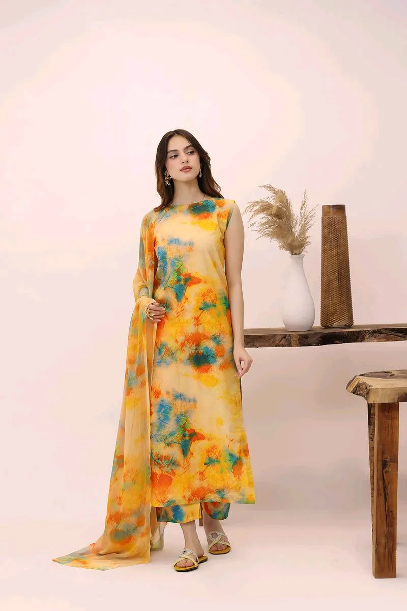 ✨ Stylish 3-Piece Lawn Collection ✨. 🌸 Lawn Shirt. 🧣 Chiffon Dupatta. 👖 Cambric Trouser. 
🧣 Chiffon Dupatta