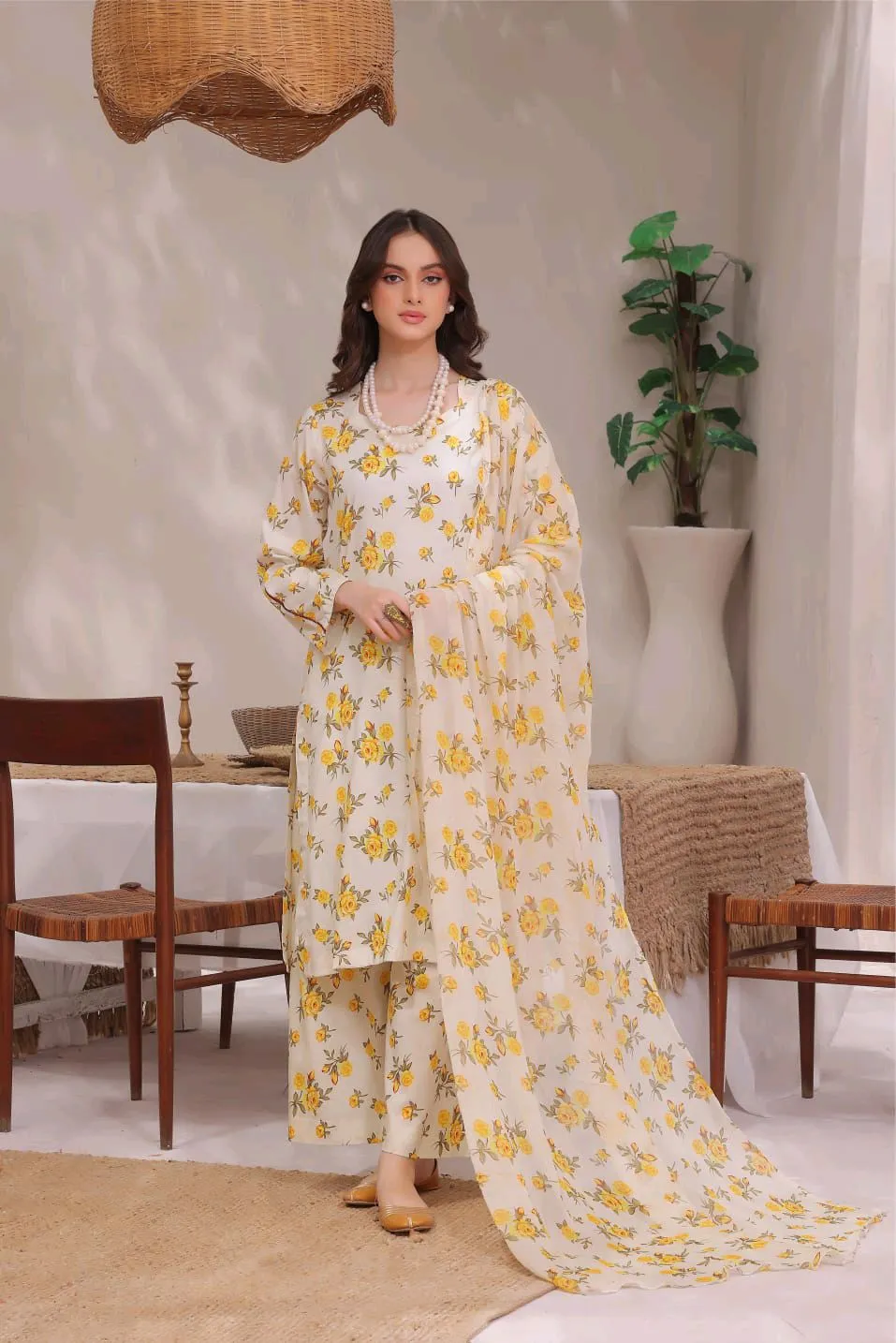 ✨ Stylish 3-Piece Lawn Collection ✨. 🌸 Lawn Shirt. 🧣 Chiffon Dupatta. 👖 Cambric Trouser.