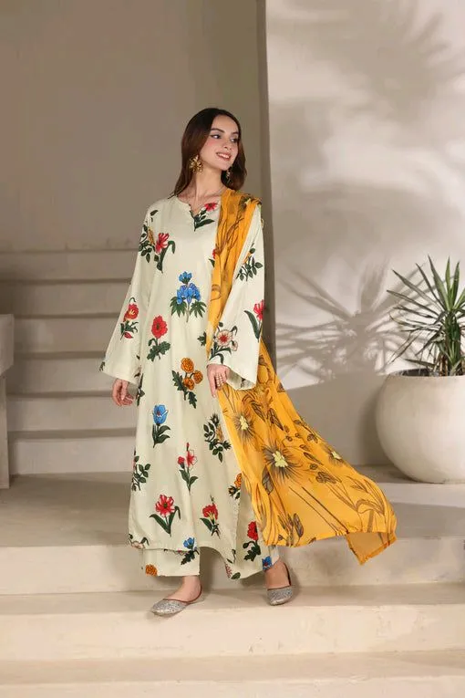 ✨ Stylish 3-Piece Lawn Collection ✨. 🌸 Lawn Shirt. 🧣 Chiffon Dupatta. 👖 Cambric Trouser.