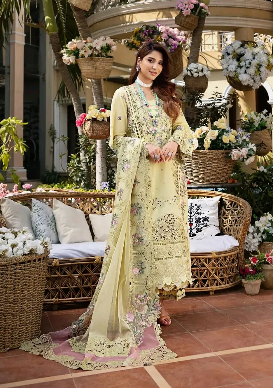 ladies lawn embroidery suit 3pcs premium Cotton