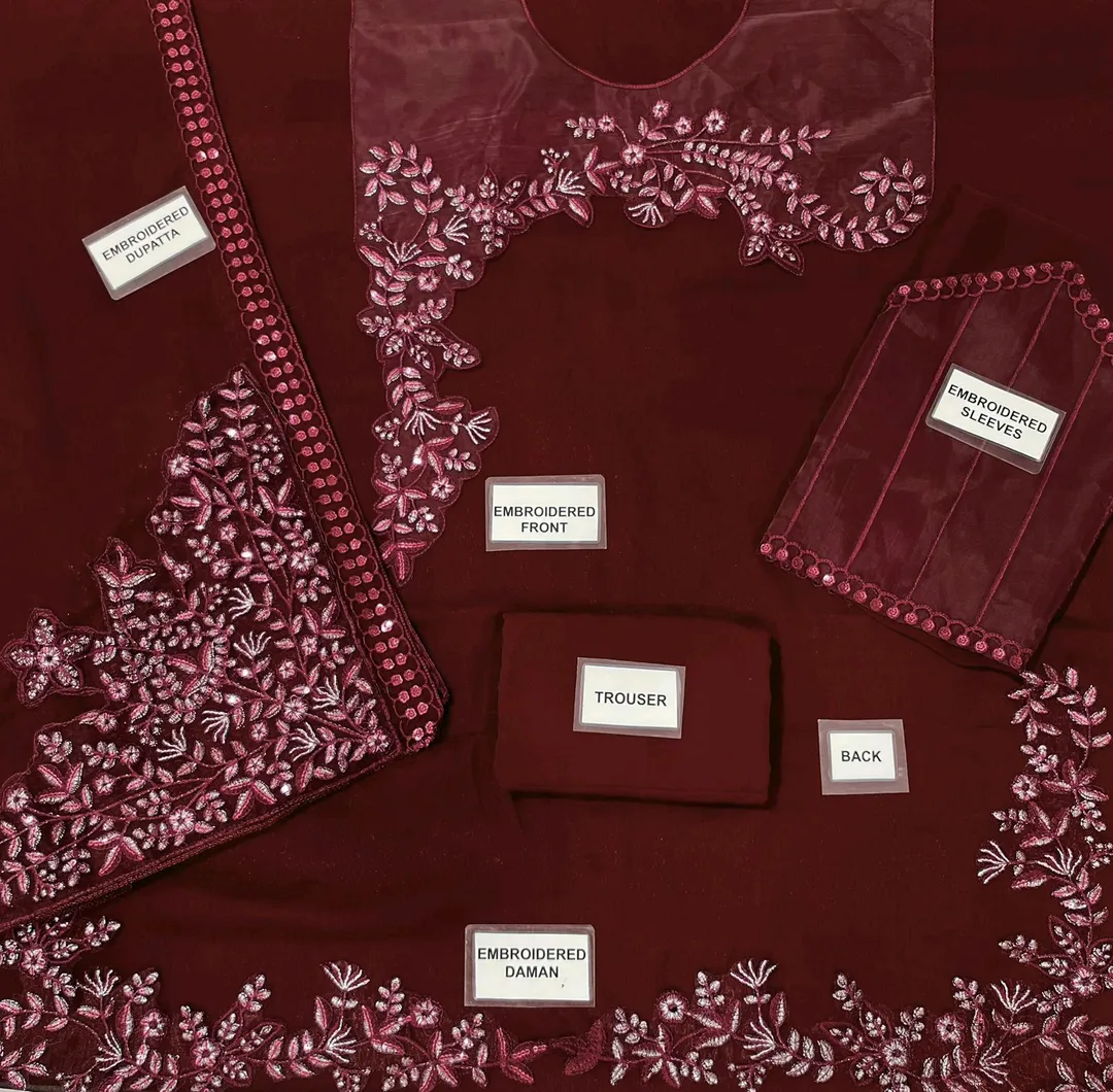 new embroidery suit 3pcs