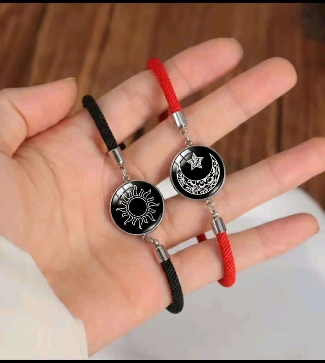 luminous sun and moon coupel bracelet.