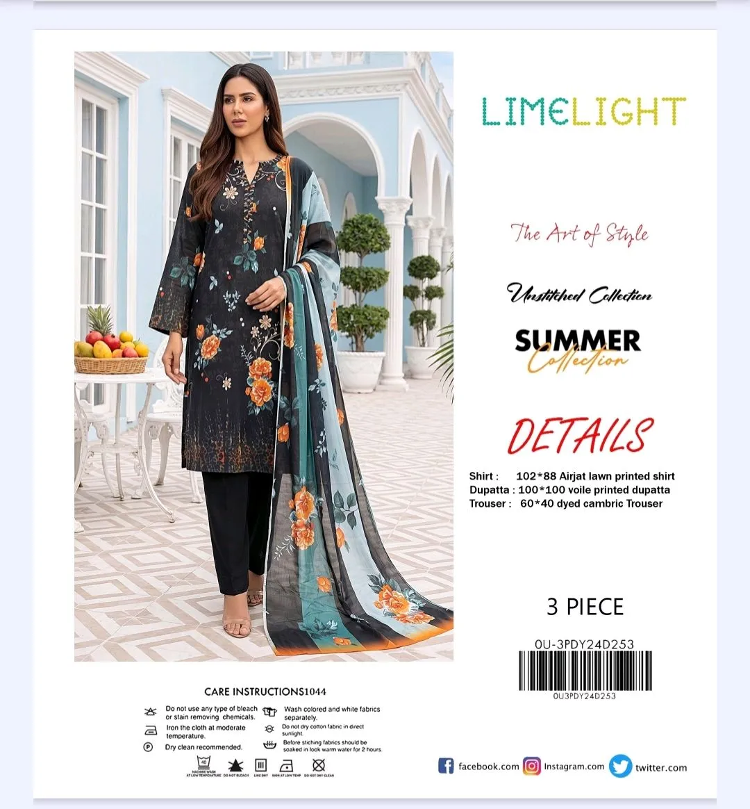 🌸 Limelight 3-Piece Unstitched Summer Lawn Collection
