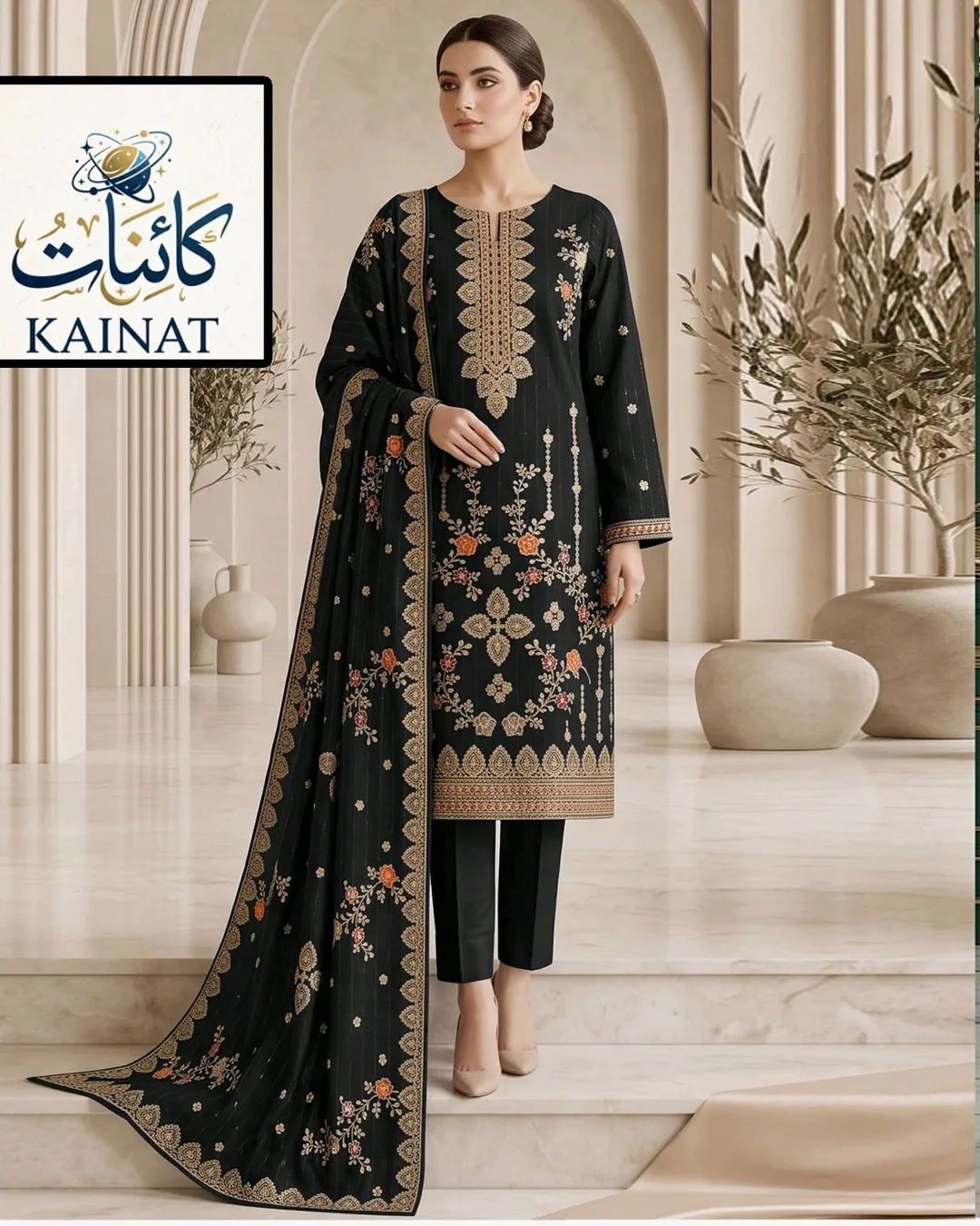 KAINAT – Premium Embroidered 3-Piece Suit