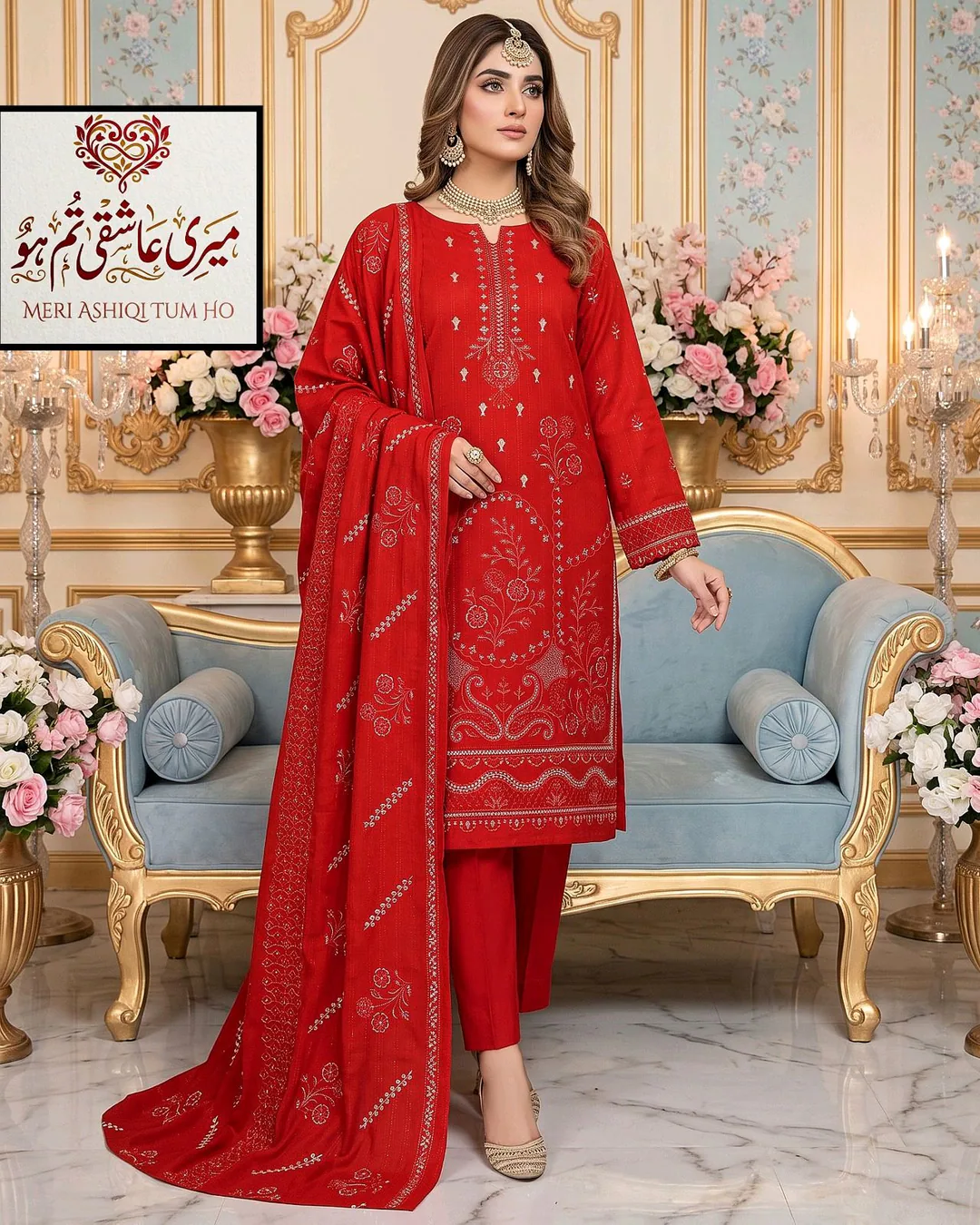Meri Ashiqi Tum Ho – Elegant colours Embroidered 3-Piece Suit ✨