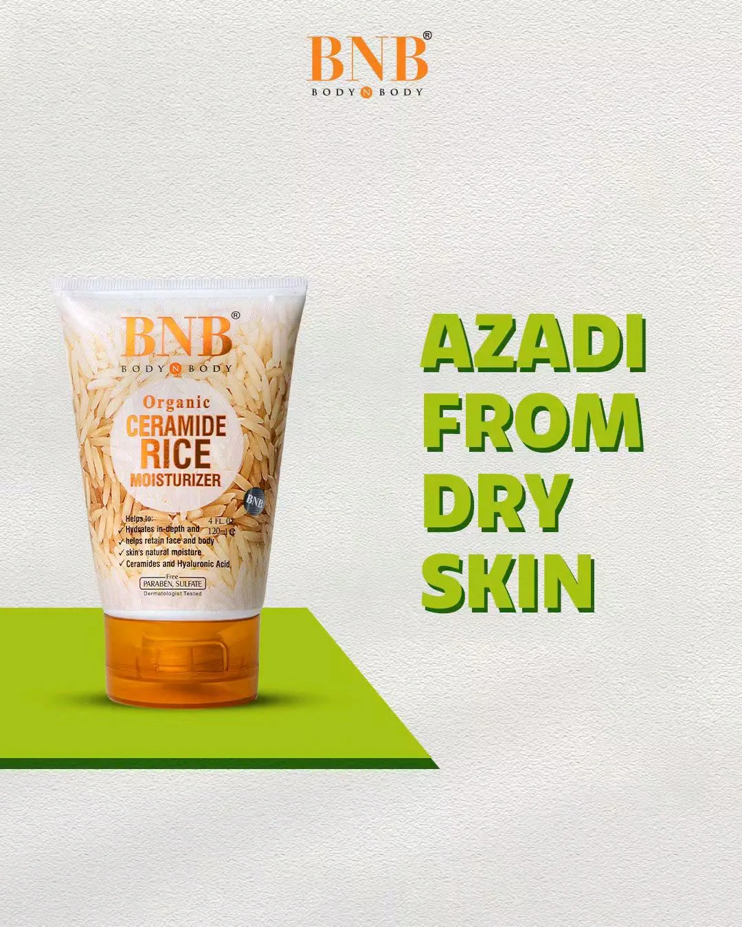 Title: BnB Organic Ceramide Rice Moisturizer – Hydration aur Glow
About: Dry aur dull skin ke liye premium skincare solution, jo skin barrier repair karta hai.
Benefits: Deep hydration, ceramide se skin barrier repair, rice extract se glowing skin, aur no