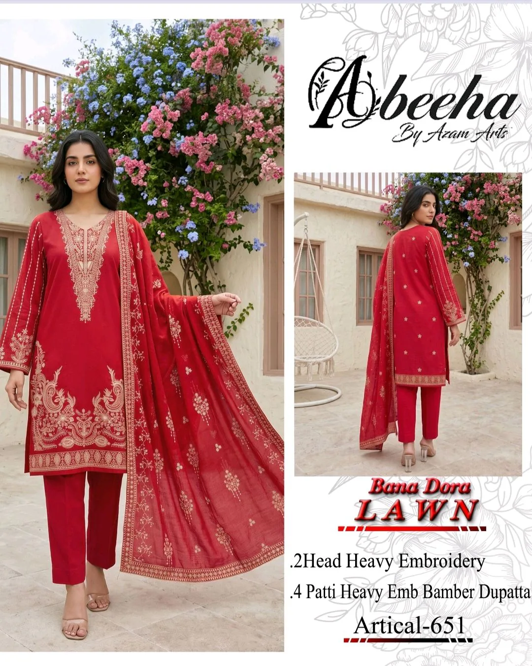 Abeeha Bana Dora Cotton by Azam Arts Article #651
