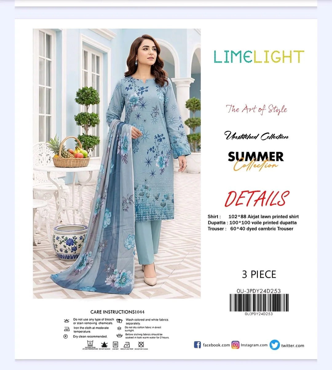 Branded 3-Piece Lawn by Limelight