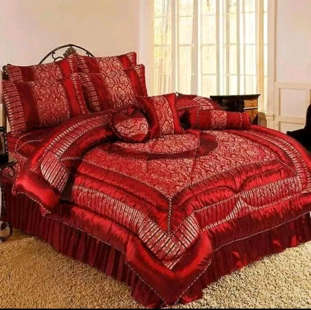 Red Silk Jacquard Bridal Bed Set 14 Pcs Double
*Product Description*: This luxurious 14-piece silk jacquard embroidered bridal set is perfect for Pakistani homes seeking elegance and comfort. Designed for all seasons, it offers a stunning red finish that 
