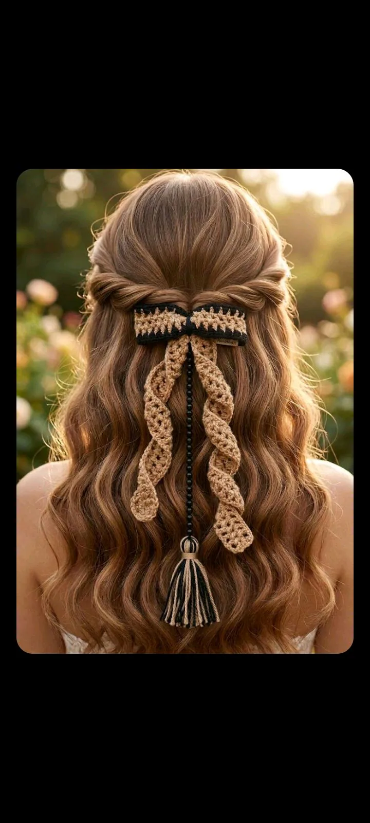 Skin & Black Crochet Hair Clip