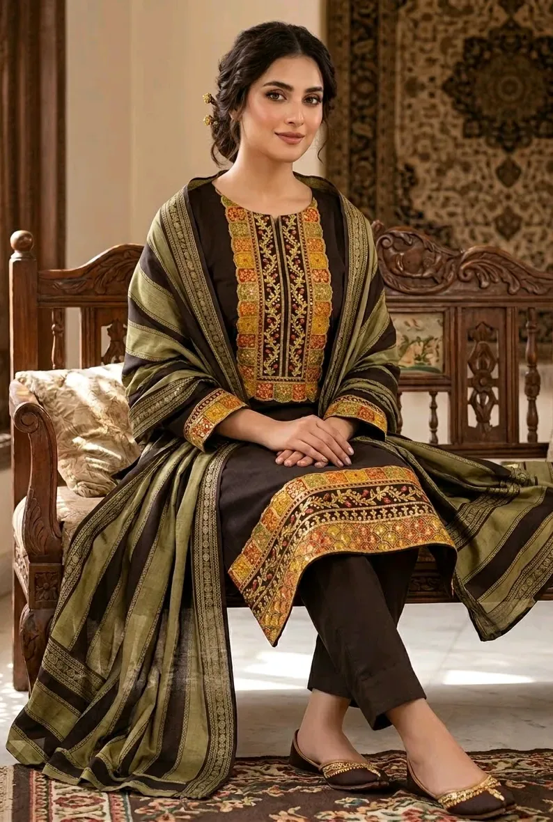 Shahida Textile Mill 3PC Embroidered Dress | Winter Collection 2026