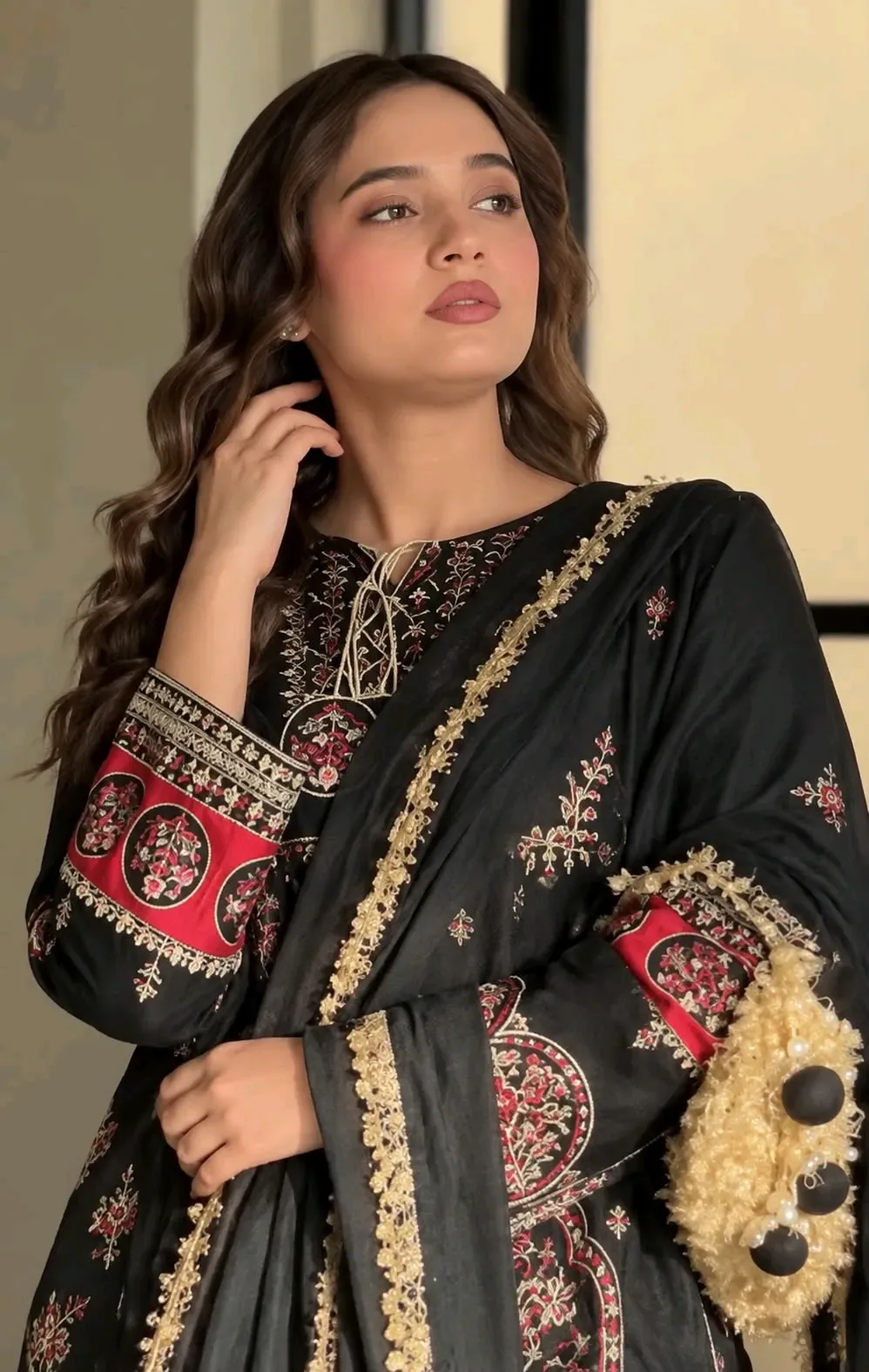 LAAM Premium Silk Heavy Embroidered 3PC Suit | MR Shah Collection