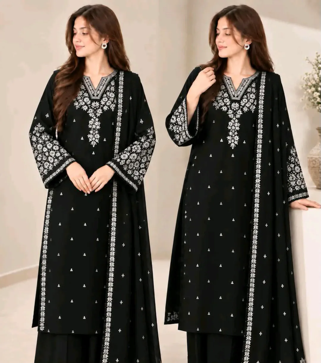 Pezwan Premium Dhanak Embroidered 3PC Winter Suit 2026-27 | Elaf Textile Mill | Code 3***A