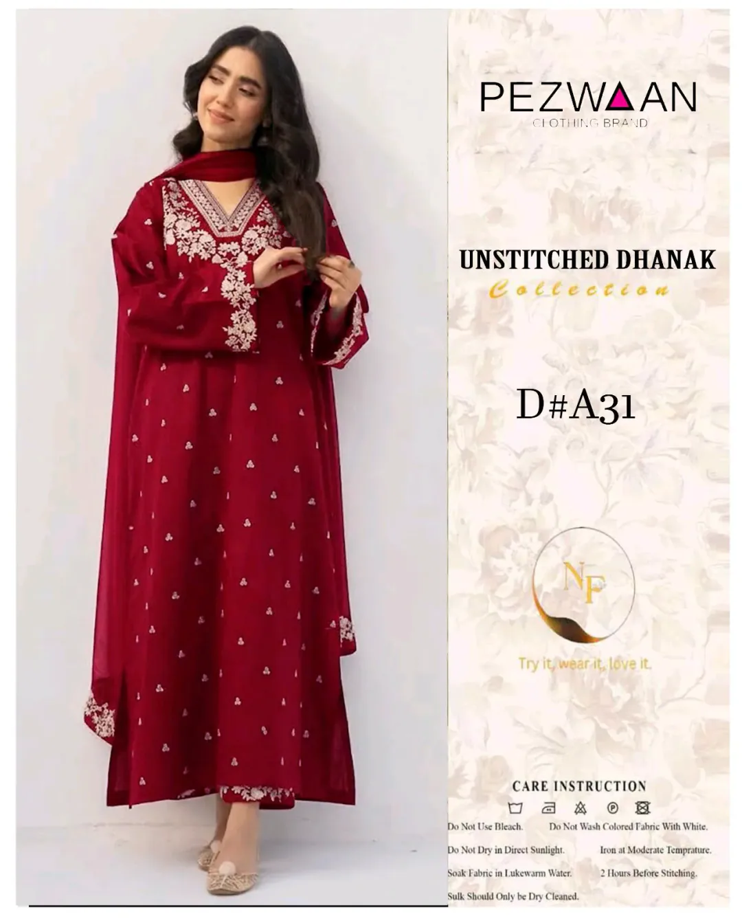 Pezwan Premium Dhanak Embroidered 3PC Winter Suit 2026-27 | Elaf Textile Mill | Code 3***A