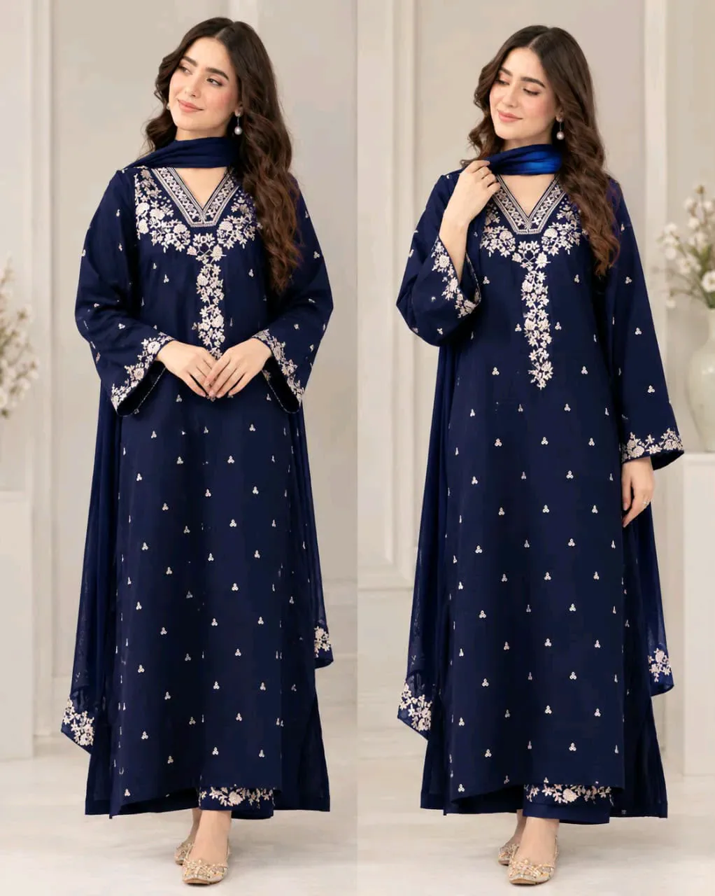 Pezwan Premium Dhanak Embroidered 3PC Winter Suit 2026-27 | Elaf Textile Mill | Code 3***A
