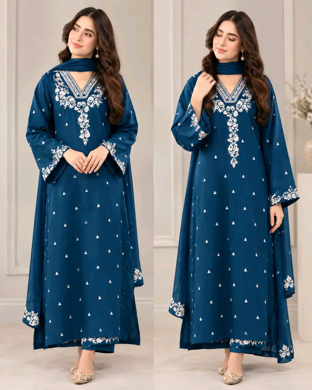 Pezwan Premium Dhanak Embroidered 3PC Winter Suit 2026-27 | Elaf Textile Mill | Code 3***A