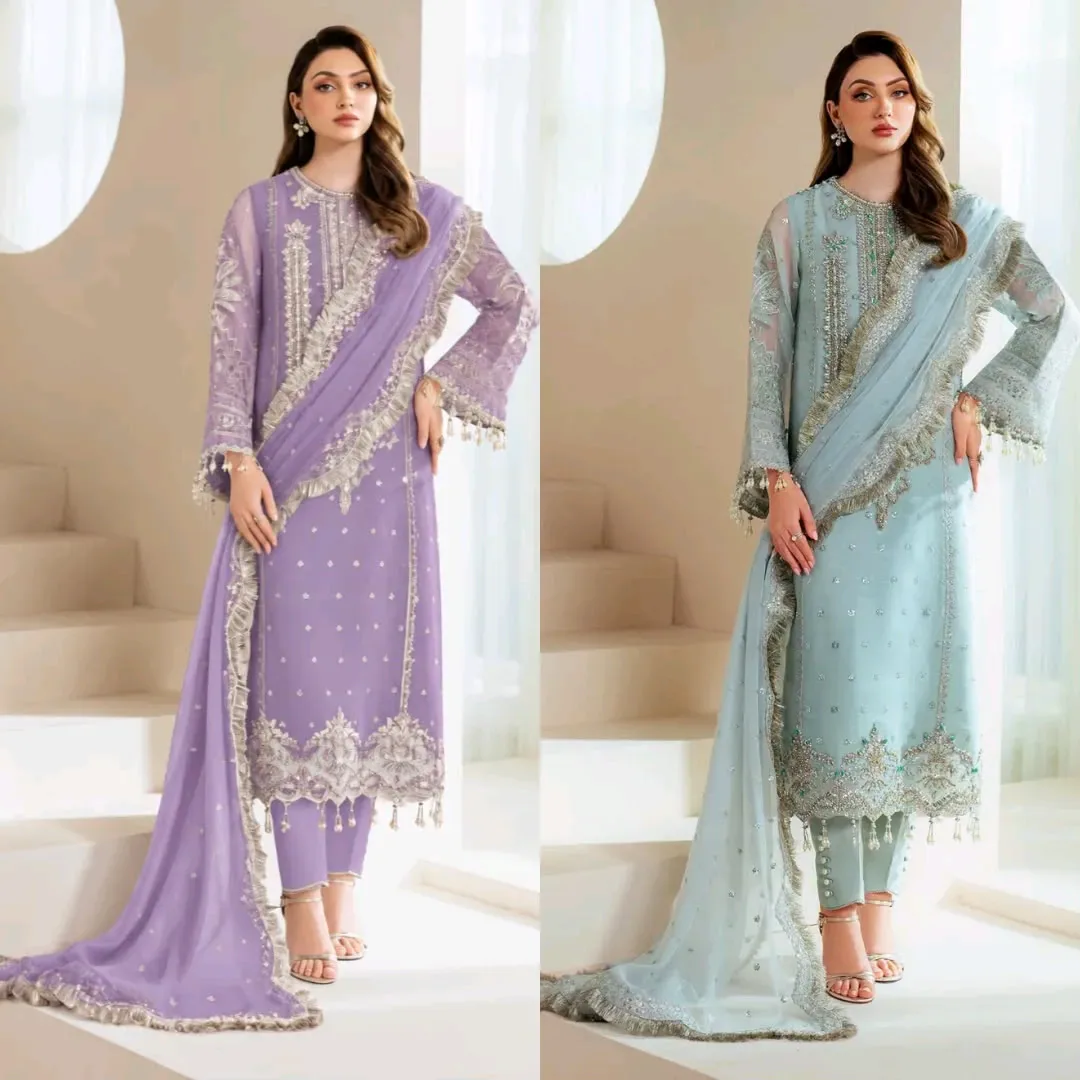 chiffon embroidery suit 3pcs